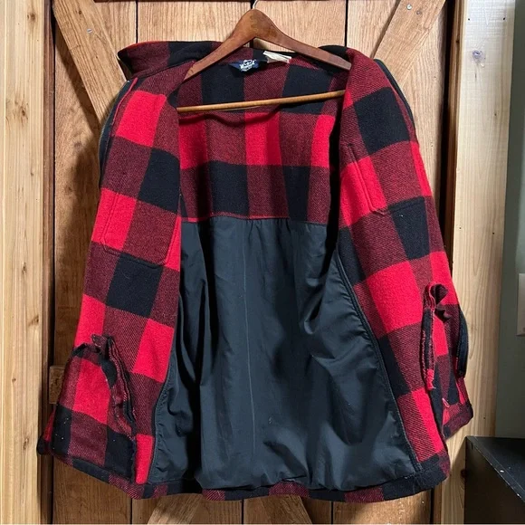 🦬Vintage 1950s/60s Woolrich Utility Field Hunting Jacket Black/Red Wool Check - Picture 4 of 9